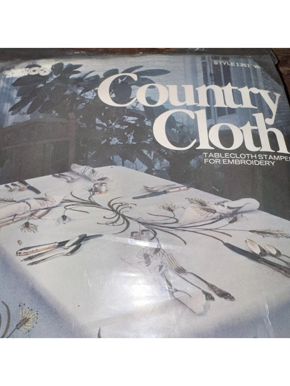 Vintage NOS Country Cloth Embroidery Tablecloth Kit Wheat Harvest 60x90 #1351